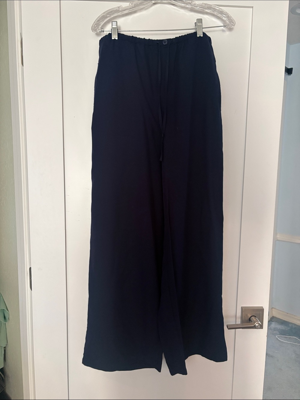 Christian Lacroix Blue Pull On Wide-Leg Drawstring Pants Sz S